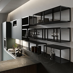 REPISA SUSPENDIDA CUBO ALU NEGRO CON BASES GRAFITO